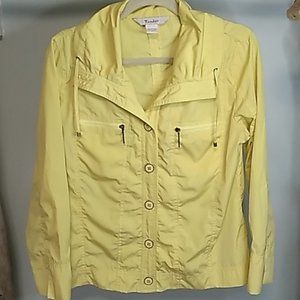 TanJay yellow lightweight button up womens spring summer jacket